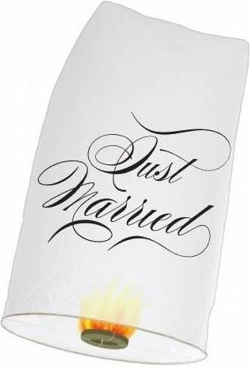 Witte Just Married wensballonnen XL 50 x 100 cm - Bruiloft/Huwelijk versiering