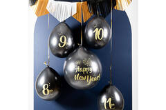 Folat - Set countdown ballonnen - BlackGold HNY 33 cm en 61 cm - 5 stuks