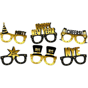 Folat Brillen Papier BlackGold HNY 6 stuks