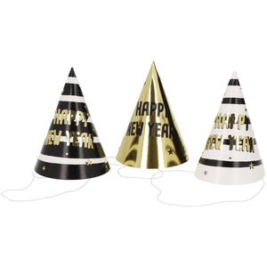 Folat - Feesthoedjes - BlackGold HNY - 10 cm - 6 stuks