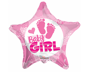 Helium Ballon Geboorte Baby Girl Ster 45cm leeg