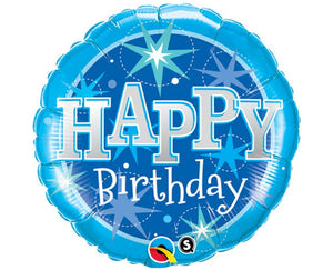 Helium Ballon Happy Birthday Blauw 46cm leeg