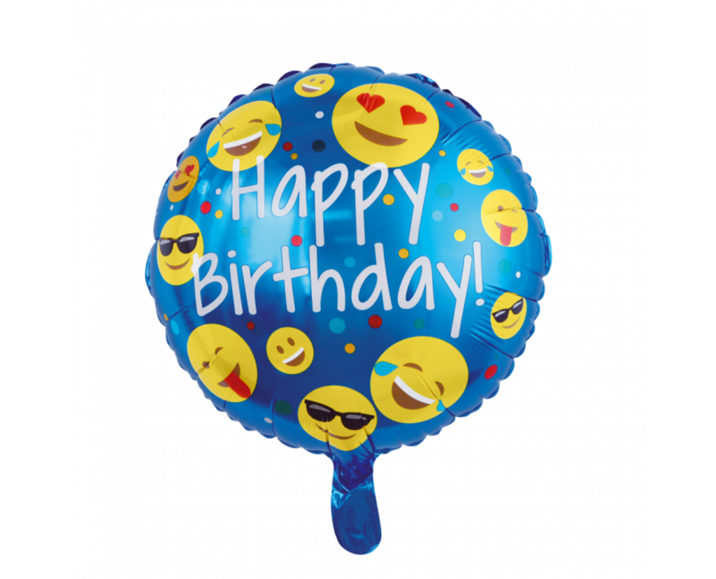 Helium Ballon Happy Birthday Emoji 45cm leeg