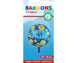 Helium Ballon Happy Birthday Emoji 45cm leeg